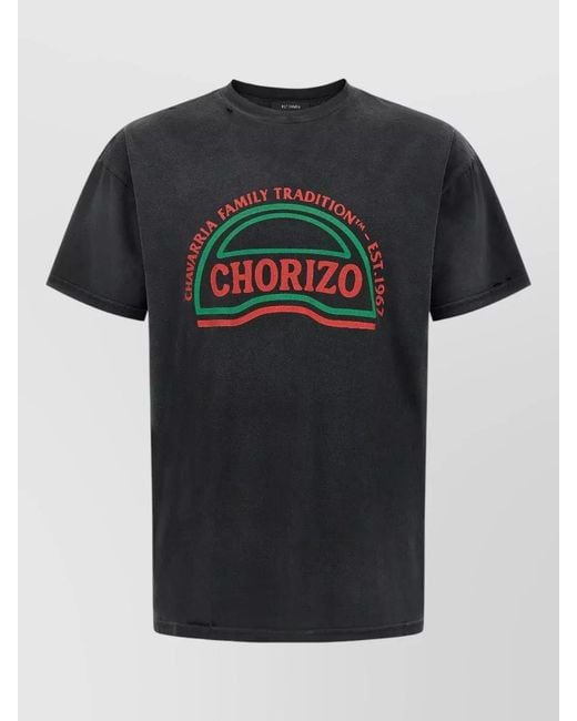 Willy Chavarria Black Chorizo Graphic Crew Neck Short Sleeve T-Shirt for men