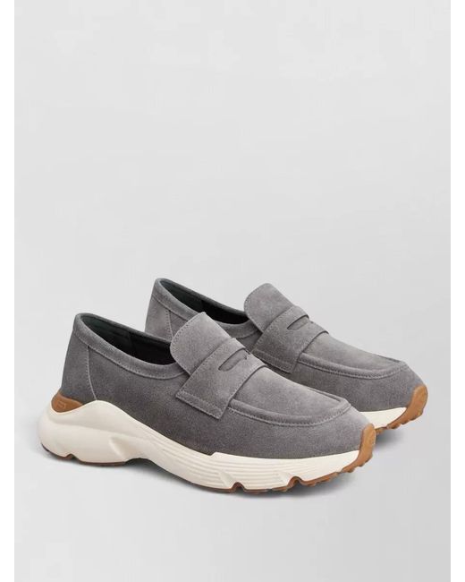 Tod's Gray Suede Loafers
