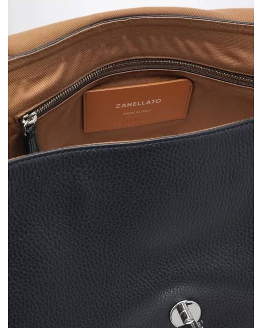 Zanellato Gray Daily Medium Shoulder Bag Textured Leather