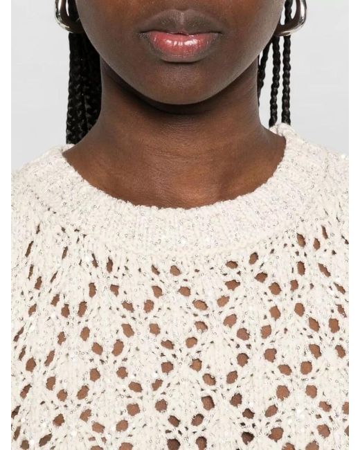 Fabiana Filippi Natural Open-Knit Sleeveless Top