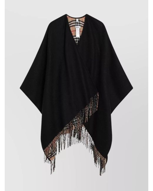 Burberry Black Wool Blend Cape Check Pattern