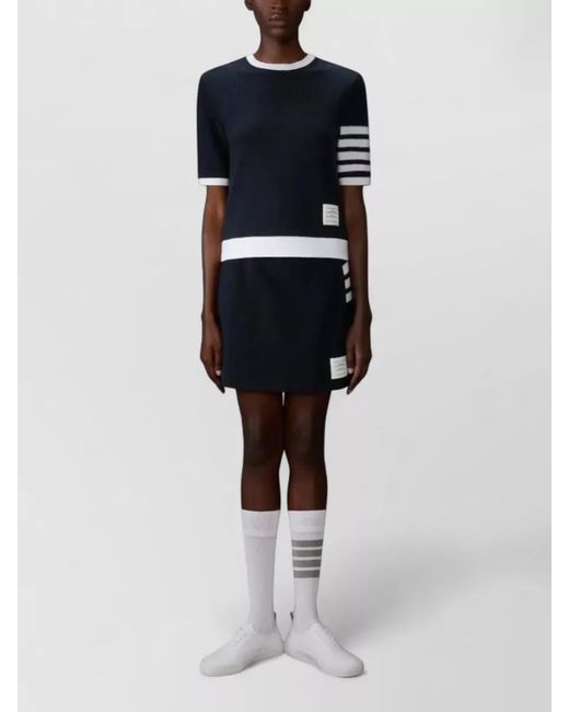 Thom Browne Blue Textured Cotton Box Pleat Mini Skirt