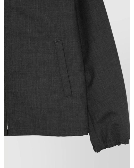 Auralee Black Nylon Silk Blend Jacket Front Zip for men