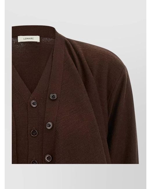 Lemaire Brown Trompe L Oeil Knit Cardigan V Neck