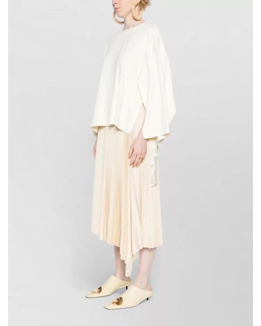 Erika Cavallini Semi Couture White Textured Long-Sleeve Blouse