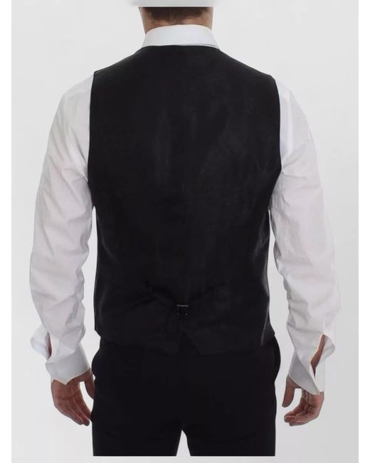 Dolce & Gabbana Blue Striped Wool Waistcoat for men
