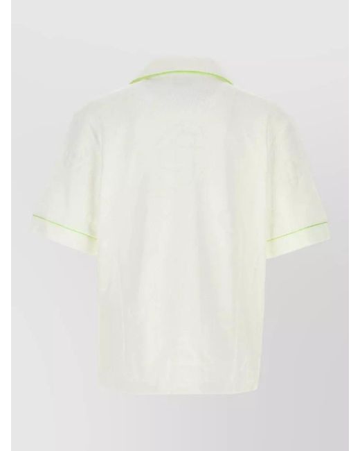 Casablanca White Cotton Blend Shirt Short Sleeves Pocket Piping for men