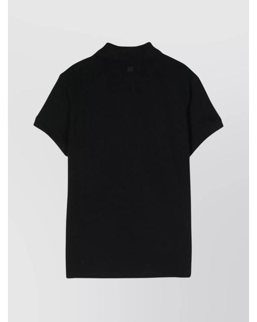 AMI Black Cotton Piqué Short-Sleeve Polo Shirt