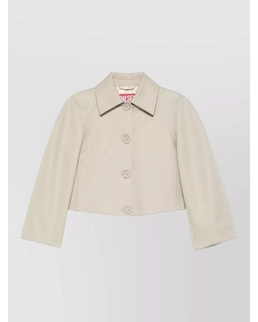 DIESEL Natural Cropped Collared Blazer Raglan Sleeves Blend