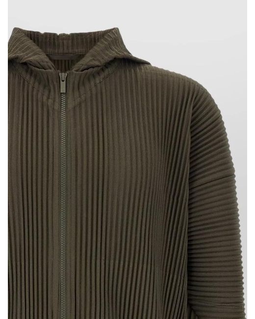 Homme Plissé Issey Miyake Green Polyester Hooded Jacket for men