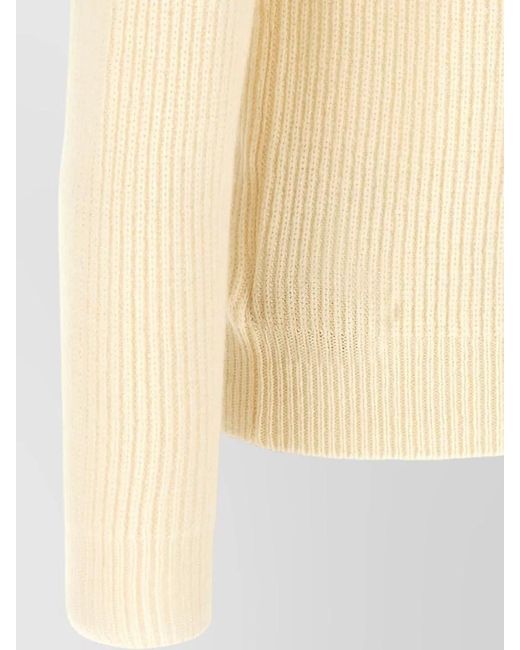 Zanone Natural Virgin Wool Ribbed Mock Neck Sweater for men