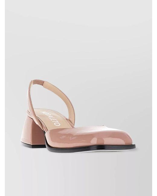 NODALETO Natural Patent Leather Slingback Pumps