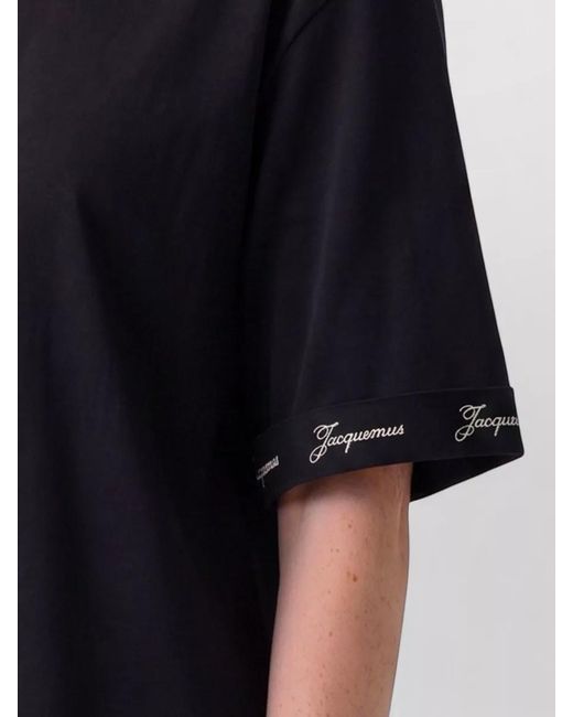 Jacquemus Black Short Sleeve Square Neck Jersey Top