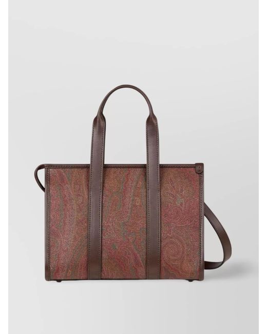 Etro Brown Canvas Tote Bag Paisley Print