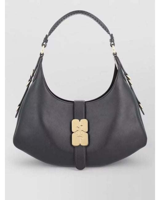 Ganni Black Kat Small Shoulder Bag Buckle Detail