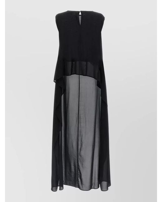 DI.LA3 PARI' Black Layered Sleeveless Top Sheer Keyhole Design