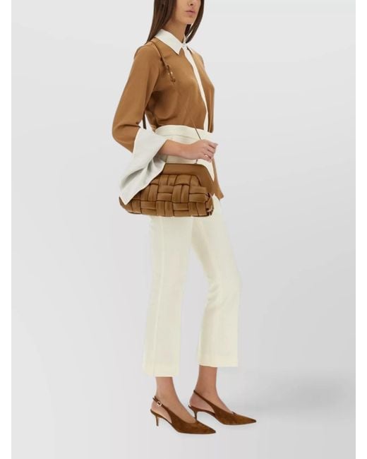 Max Mara Brown Silk Color Block Regular-Fit Blouse