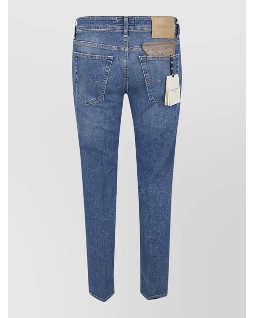 Jacob Cohen Blue Cropped Slim Fit Denim Five Pocket Trousers for men