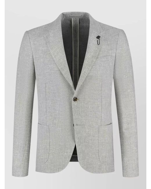 Lardini Gray Wool Linen Single Breasted Blazer for men