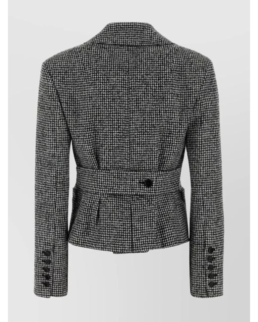 Ermanno Scervino Black Houndstooth Pattern Wool Blend Blazer