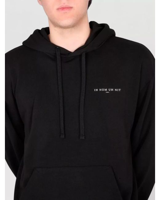 Ih Nom Uh Nit Black Hoodie Graphic Print Kangaroo Pocket for men