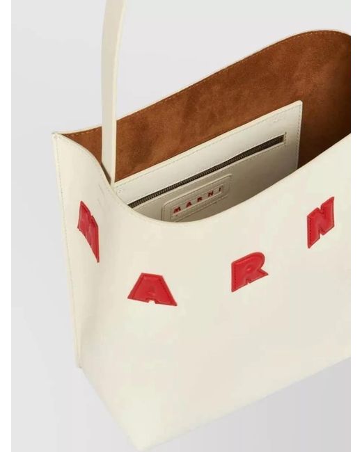 Marni White Museo Small Hobo Shoulder Calfskin Bag