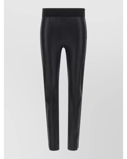 Brunello Cucinelli Gray High Rise Stretch Nappa Leather Leggings