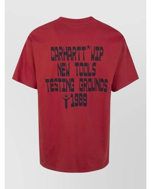 Carhartt Red Organic Cotton Blocks Graphic Crew Neck T-Shirt for men