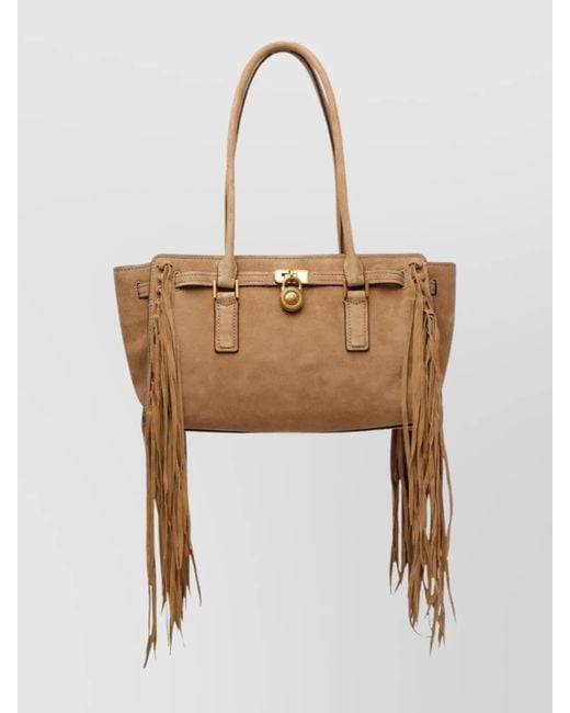 MICHAEL Michael Kors White Small Hamilton Suede Shoulder Bag