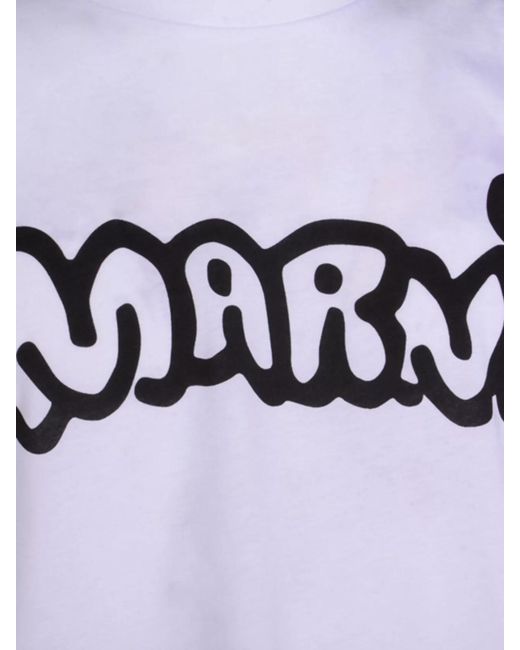 Marni White Printed Cotton T-Shirt for men