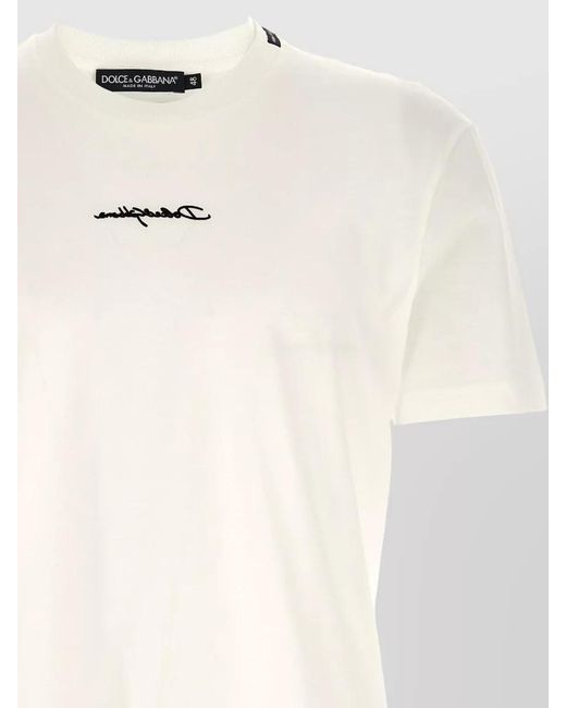 Dolce & Gabbana Natural Logo Patch Crew Neck Short Sleeve T-Shirt for men