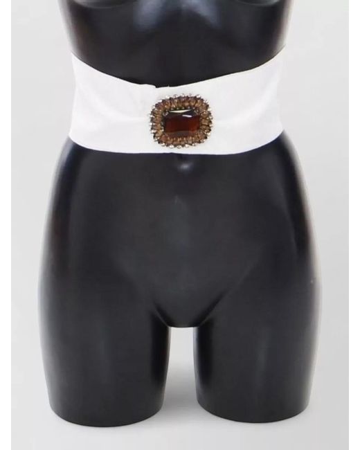 Dolce & Gabbana White Crystal-Embellished Wide Waist Belt