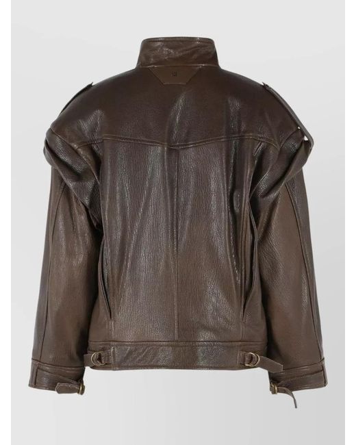 Salvatore Santoro Brown Leather Single-Breasted Coat