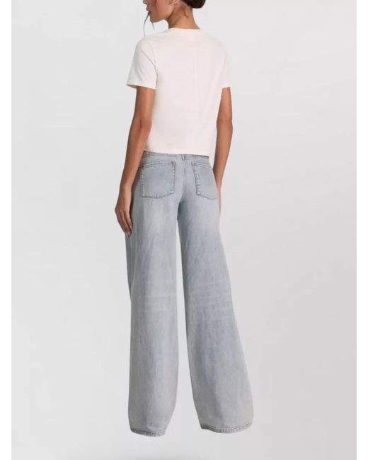 Alice + Olivia White Cindy Cropped Crystal Butterfly Cutout T-Shirt