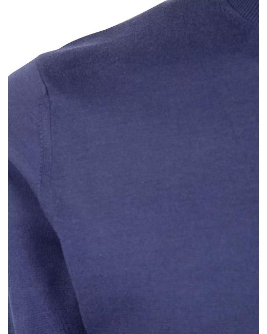 Filippo De Laurentis Blue Cotton Crew-Neck Long-Sleeve Jumper for men