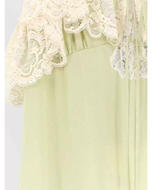 Chloé White Silk Night Dress Lace Inserts