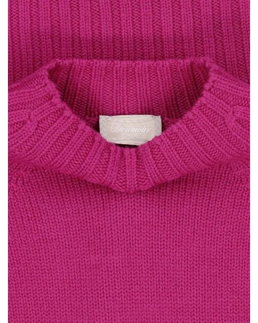 Drumohr Pink Crew Neck Long Sleeve Casual Knit Top
