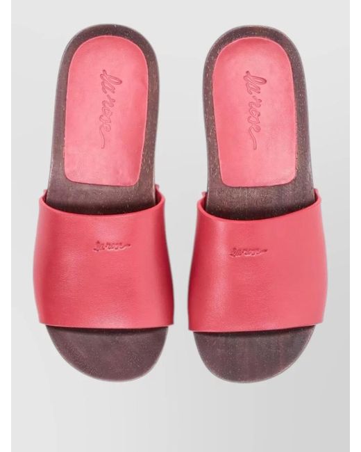 LA ROSE Pink Leather Sandals Flat Sole Open Toe