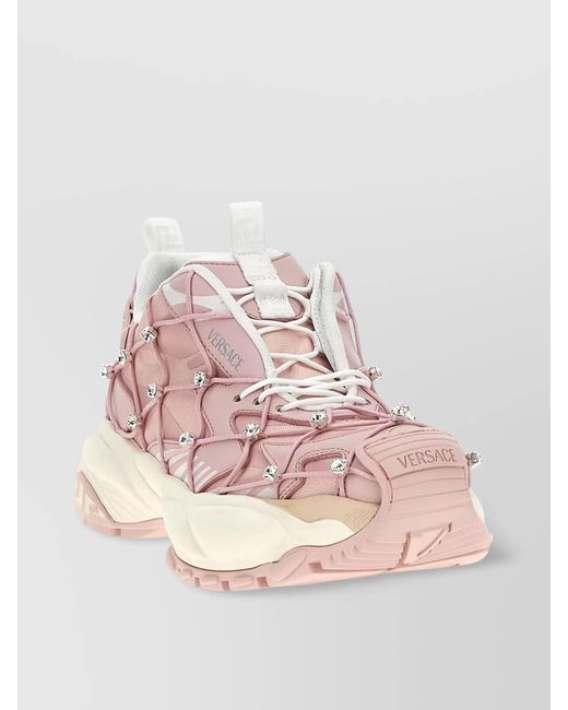 Versace Pink Leather Low-Top Sneakers