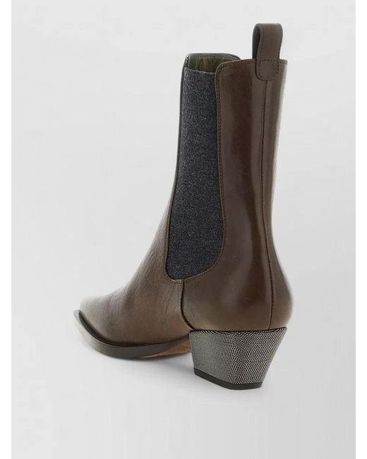 Brunello Cucinelli Brown Leather Ankle Boots