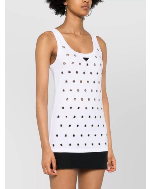 Prada White Cotton Sleeveless Tank Top