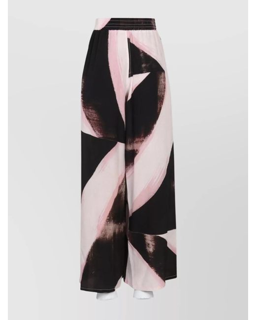 McQueen White Silk High-Rise Wide-Leg Trousers