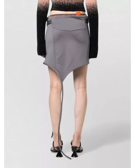 OTTOLINGER Gray Mini Skirt Asymmetric Zip Waist Tabs
