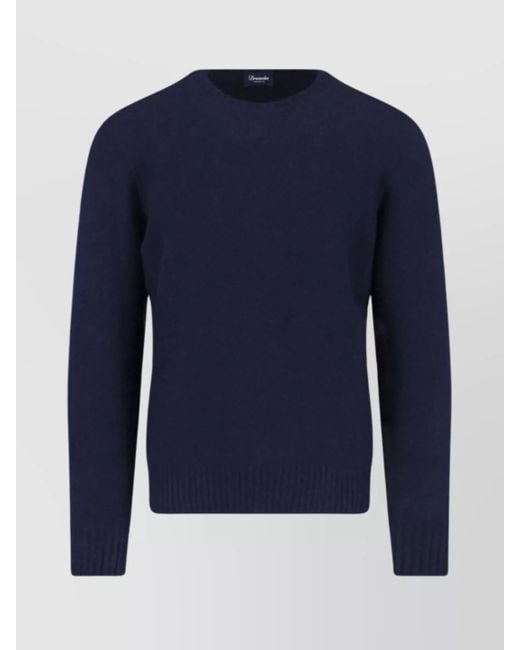 Drumohr Blue Cashmere Crewneck Jumper for men