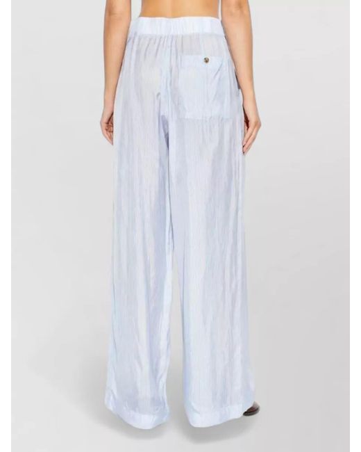 Dries Van Noten White Wide Leg Striped Trousers Back Pocket