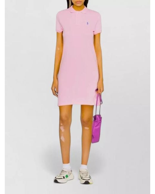 Ralph Lauren Pink Cotton Short-Sleeve Mini Dress