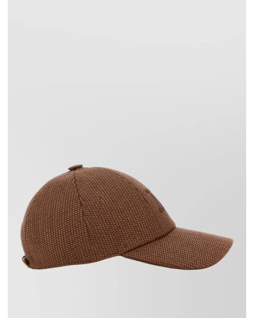 Max Mara Brown Raffia Circense Baseball Cap Curved Brim