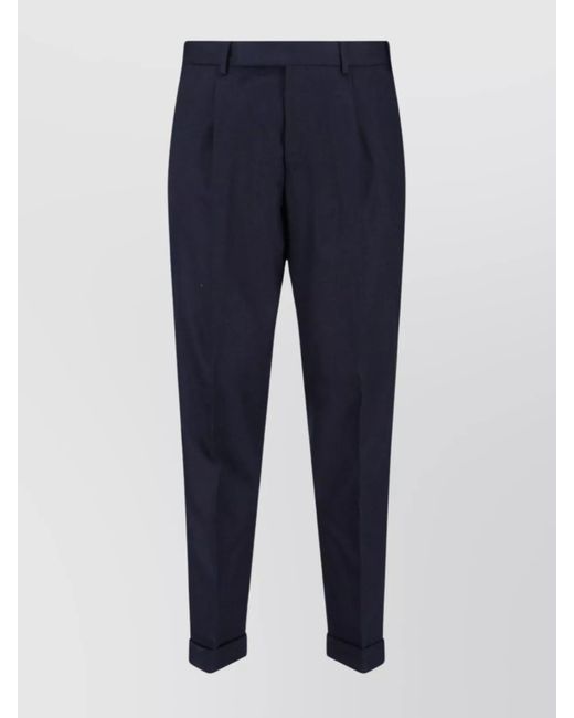 PT Torino Blue Cashmere Straight-Leg Tailored Trousers for men