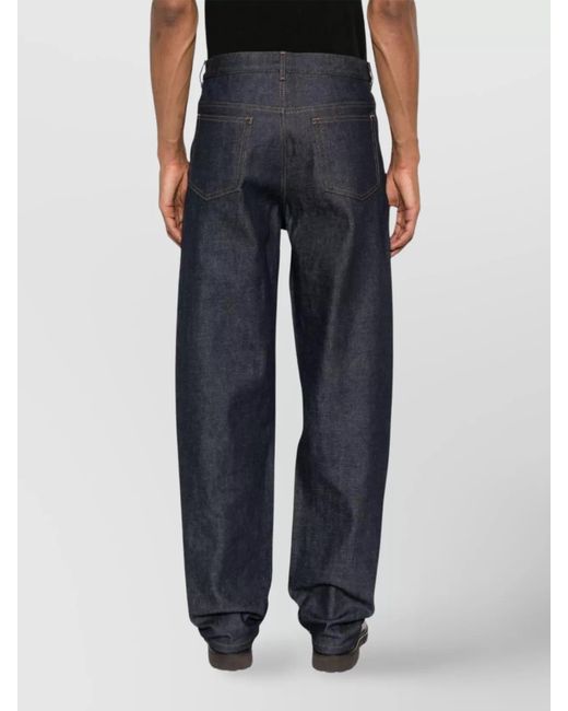 A.P.C. Blue Denim Low-Rise Wide-Leg Jeans for men
