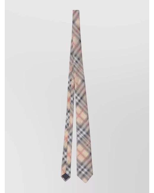 Burberry White Check Silk Tie for men